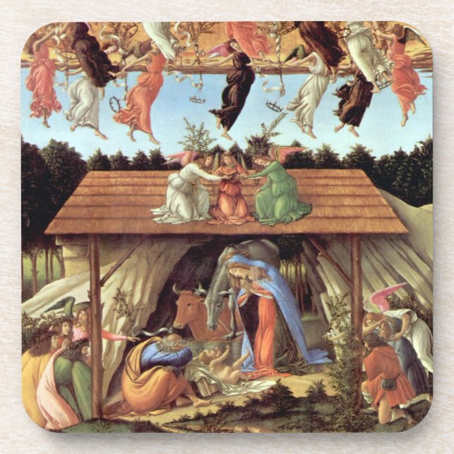 Christmas Nativity, Birth of Christ by Botticelli Beverage Coaster (Front)