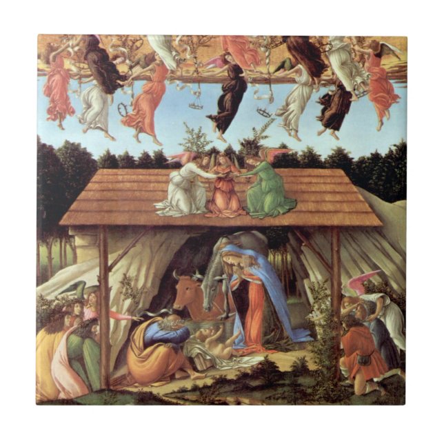 Christmas Nativity, Birth of Christ by Botticelli Ceramic Tile (Front)