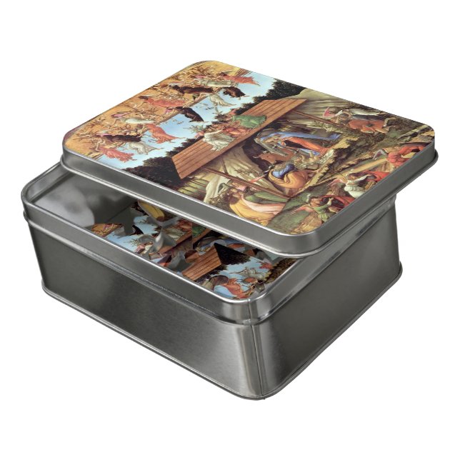 Christmas Nativity, Birth of Christ by Botticelli Jigsaw Puzzle (Lid Open)