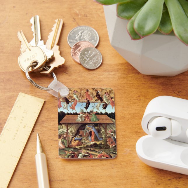 Christmas Nativity, Birth of Christ by Botticelli Keychain (Desk)