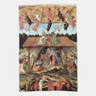 Christmas Nativity, Birth of Christ by Botticelli Kitchen Towel