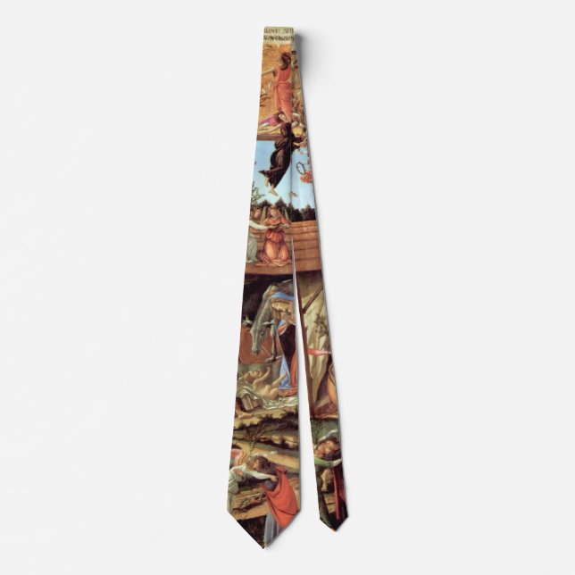 Christmas Nativity, Birth of Christ by Botticelli Neck Tie (Front)