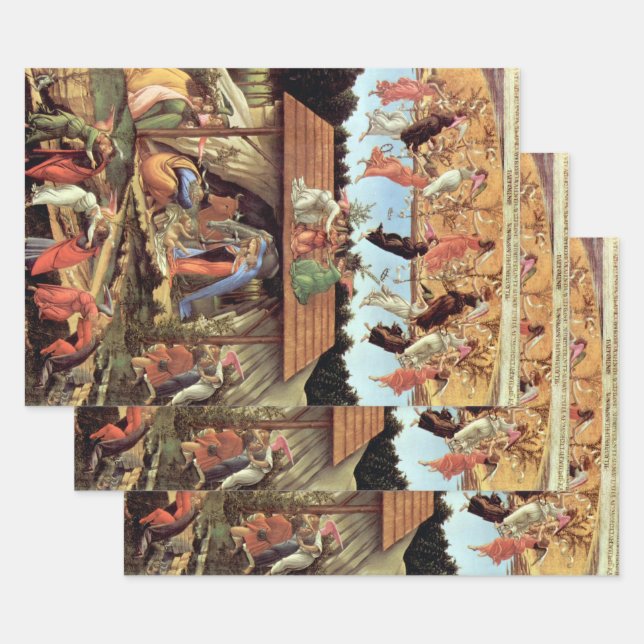 Christmas Nativity, Birth of Christ by Botticelli Wrapping Paper Sheets (Set)