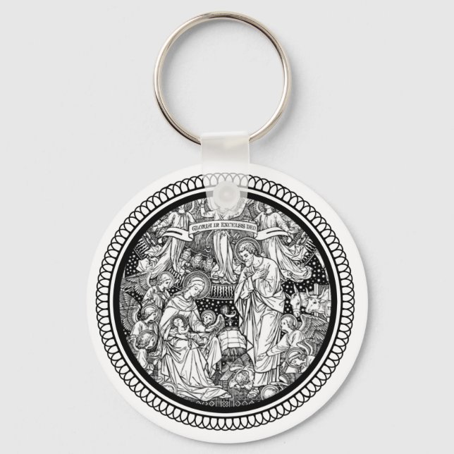 Christmas Nativity Birth of Jesus Mary Joseph Keychain (Front)