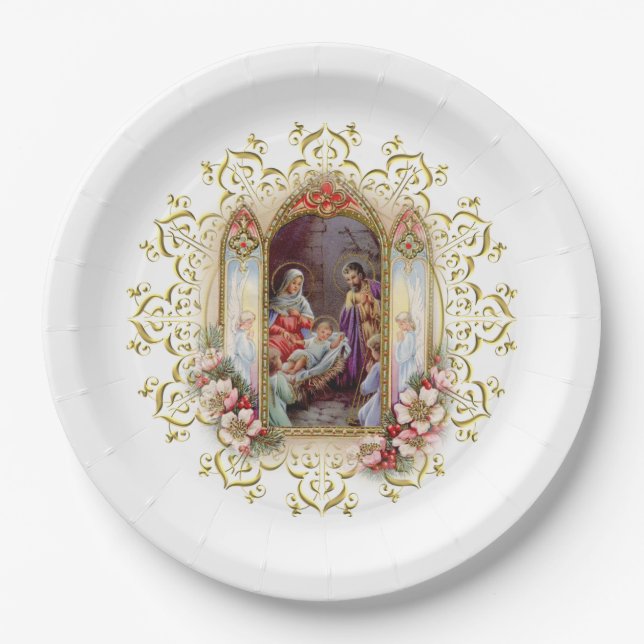 Christmas Nativity Birthday Party for Jesus Paper Plates (Front)