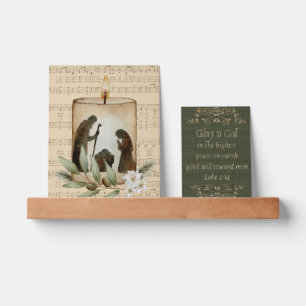 Christmas Nativity Candle with Luke 2:14 Picture Ledge