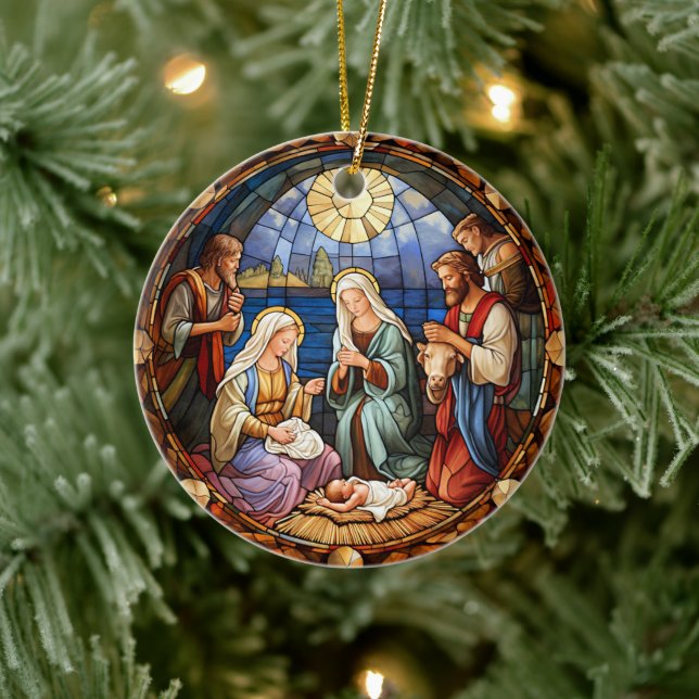 Christmas Nativity  Ceramic Ornament (Tree)