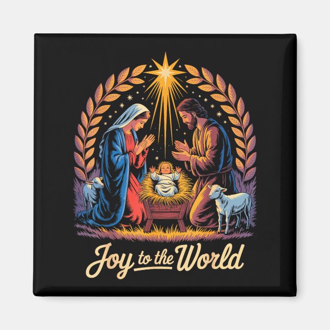 Christmas Nativity Christian Birth Of Jesus Joy To Magnet (Front)