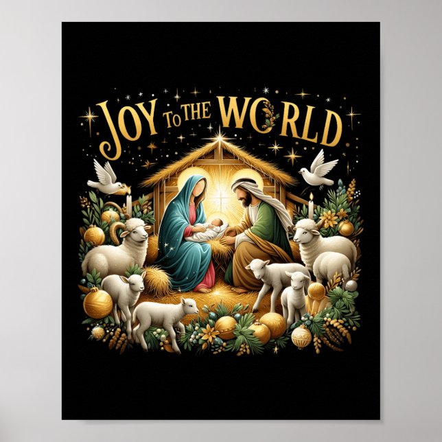 Christmas Nativity Christian Birth Of Jesus Joy To Poster (Front)
