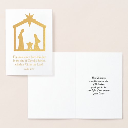 Christmas Nativity Christian Religious Jesus Foil Card