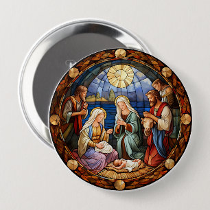 Christmas Nativity colorful illustration, Button
