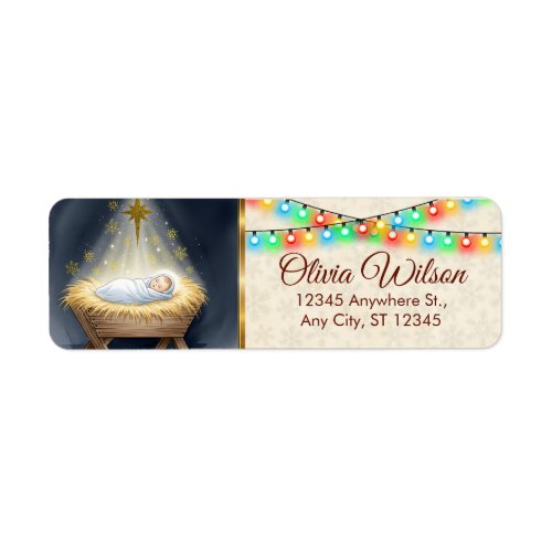 Christmas Nativity & Festive Lights Return Address Label