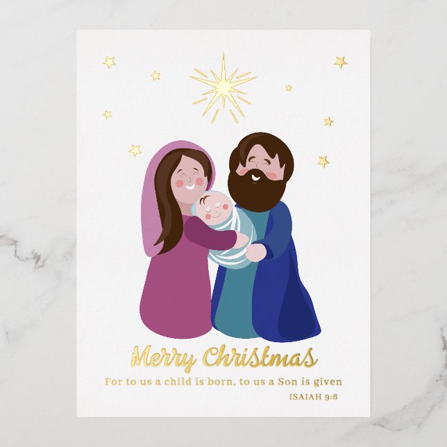 Christmas Nativity Foil Holiday Postcard (Front)