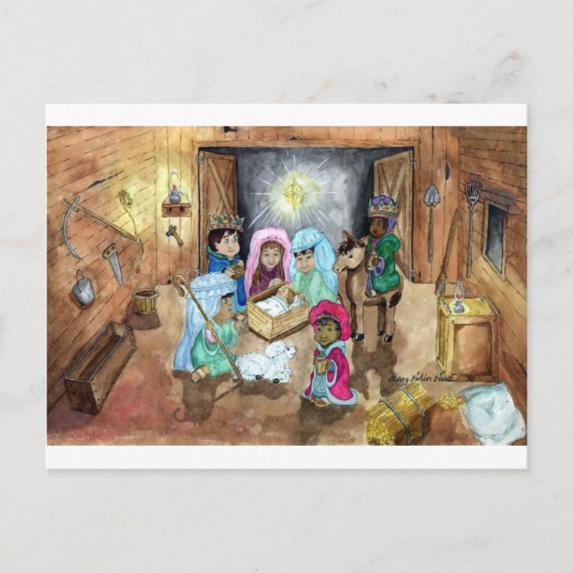 Christmas Nativity Holiday Postcard (Front)