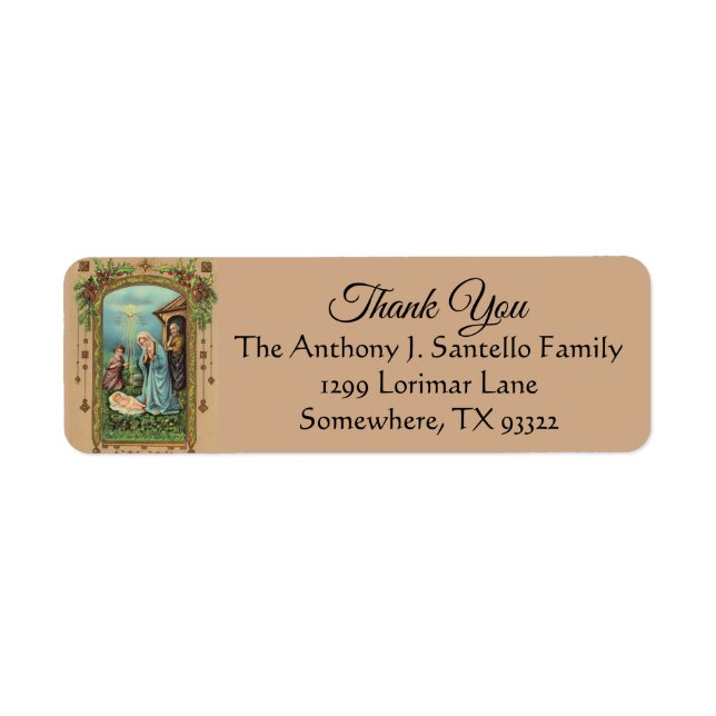 Christmas Nativity Holiday  ReligiousThank You Label (Front)