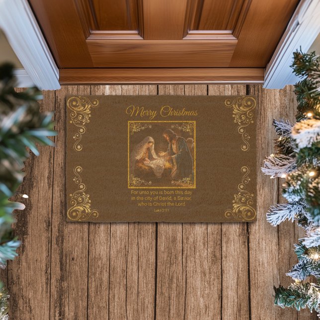Christmas Nativity Holy Family Religious  Fiber Doormat (Creator Uploaded)