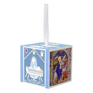 Christmas Nativity Jesus and Mary and angels Cube Ornament