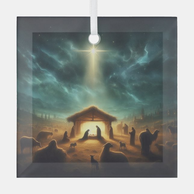 Christmas/Nativity/Jesus Glass Ornament (Front)