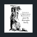 Christmas Nativity Jesus Mary St. Joseph Catholic Rubber Stamp<br><div class="desc">Personalize this beautiful Christmas religious rubber stamp with a traditional Nativity image of Jesus,  Mary,  and Joseph at the Nativity. All text and fonts can be modified.</div>