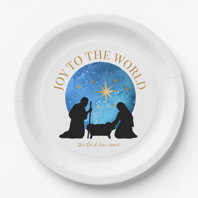 Christmas Nativity | Joy to the World | Holiday Paper Plates (Front)