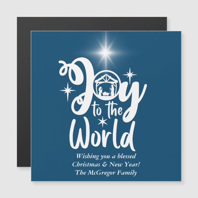 Christmas Nativity Joy to the World Magnetic Card (Front/Back)