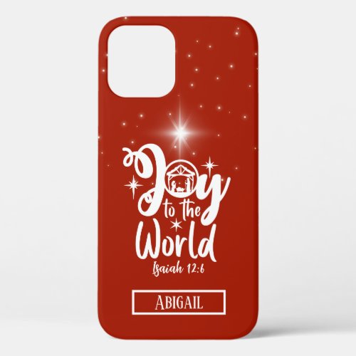 Christmas Nativity Joy to the World Red  White iPhone 12 Case