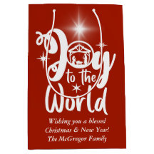 Christmas Nativity Joy to the World Red & White