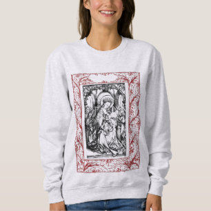 Christmas Nativity Madonna and Child Holly Border Sweatshirt