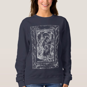 Christmas Nativity Madonna and Child Holly Border Sweatshirt