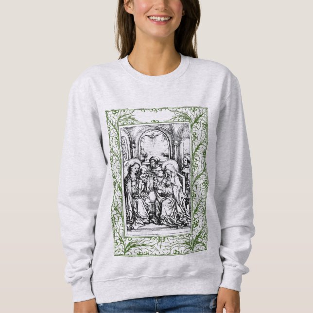 Christmas Nativity Madonna and Child Holly Border  Sweatshirt (Front)