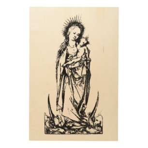 Christmas Nativity Madonna and Child Virgin Mary   Wood Wall Art