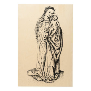 Christmas Nativity Madonna and Child Virgin Mary   Wood Wall Art