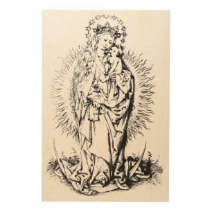 Christmas Nativity Madonna and Child Virgin Mary   Wood Wall Art