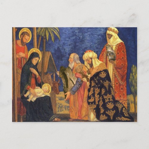 Christmas Nativity Manger Holy Family Xmas Holiday Postcard