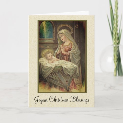 Christmas Nativity Mary Jesus in Manger Holiday Card