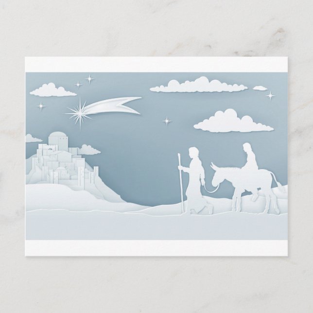 Christmas Nativity Mary Joseph and Bethlehem Holiday Postcard (Front)
