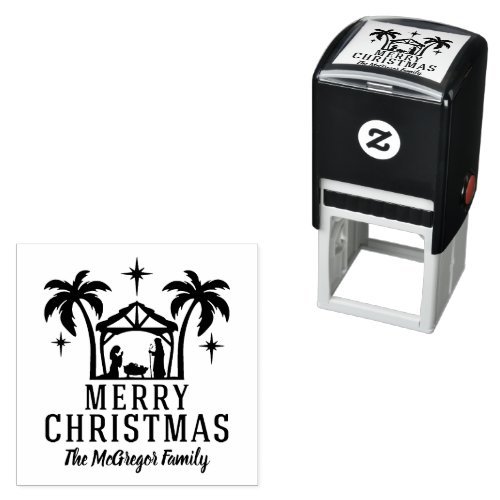 Christmas Nativity Merry Christmas Family Name Self_inking Stamp