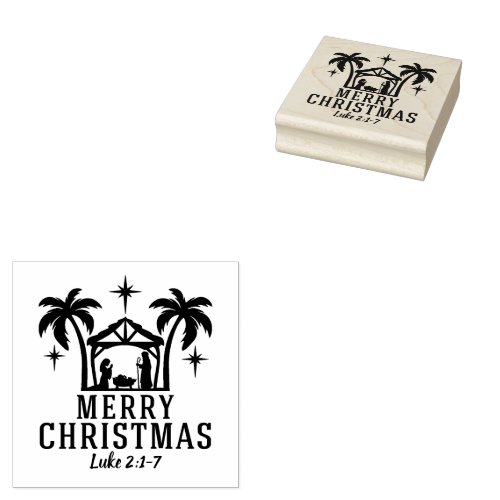 Christmas Nativity Merry Christmas Rubber Stamp