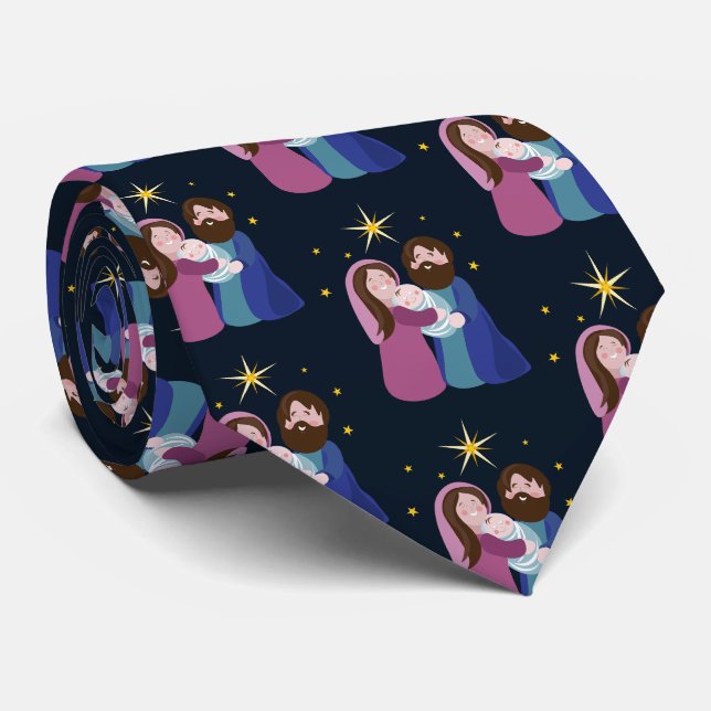 Christmas Nativity Neck Tie (Rolled)