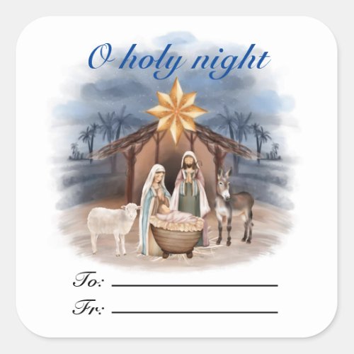 Christmas Nativity O holy night gift tag Sticker