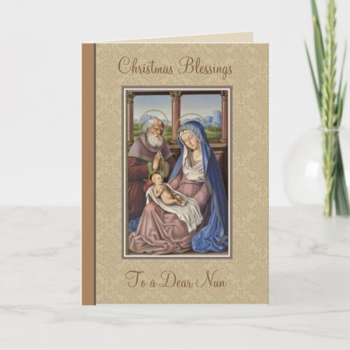 Christmas Nativity of Jesus Vintage Nun Holiday Card