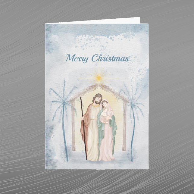 Christmas Nativity Palm Trees Watercolor Holiday Card (Creator Uploaded)