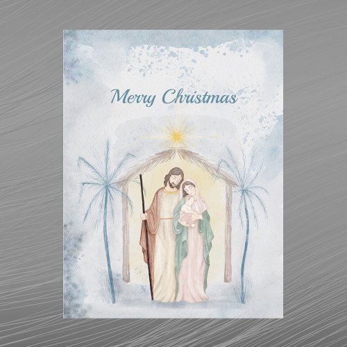 Christmas Nativity Palm Trees Watercolor Holiday Postcard