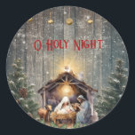 Christmas Nativity Peaceful  Wishes Serenity Classic Round Sticker<br><div class="desc">Christmas Nativity Peaceful Wishes Serenity Classic Round Sticker This charming Christmas sticker features a beautifully illustrated Nativity scene, capturing the serene and sacred moment of Christ’s birth. Perfect for adding a touch of spirituality to your holiday decorations, this sticker brings warmth and joy to any surface it adorns. Ideal for...</div>