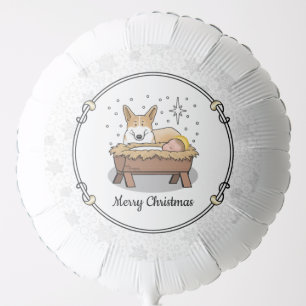Christmas Nativity Pembroke Welsh Corgi (red1) Fun Balloon