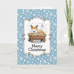 Christmas Nativity Pembroke Welsh Corgi (red1) Fun Card