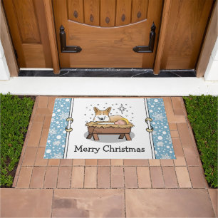 Christmas Nativity Pembroke Welsh Corgi (red1) Fun Doormat