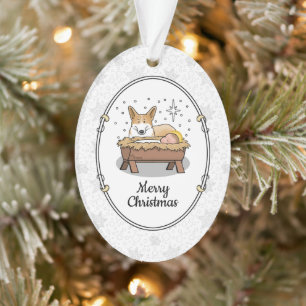 Christmas Nativity Pembroke Welsh Corgi (red1) Fun Ornament