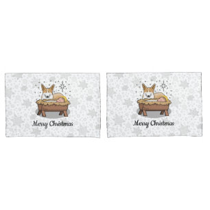 Christmas Nativity Pembroke Welsh Corgi (red1) Fun Pillow Case