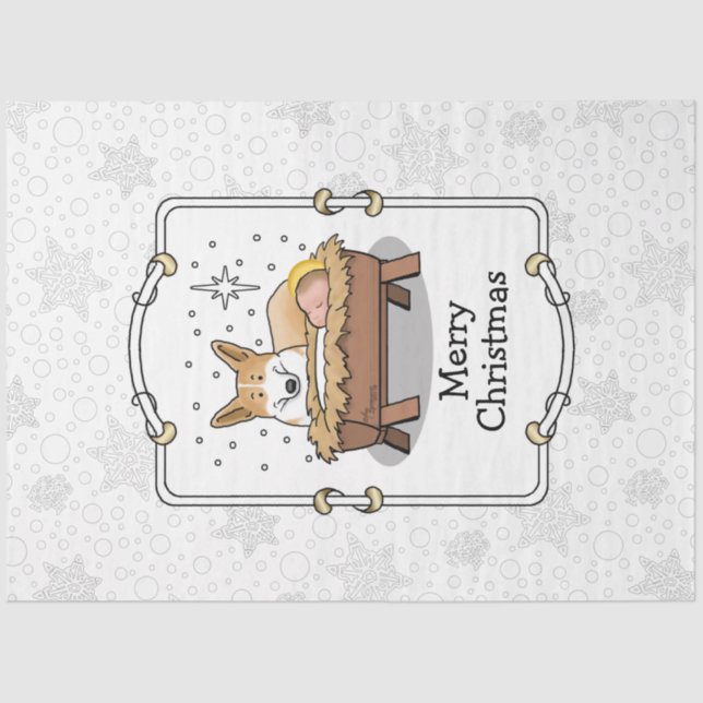 Christmas Nativity Pembroke Welsh Corgi (red1) Fun Tissue Paper (Front)